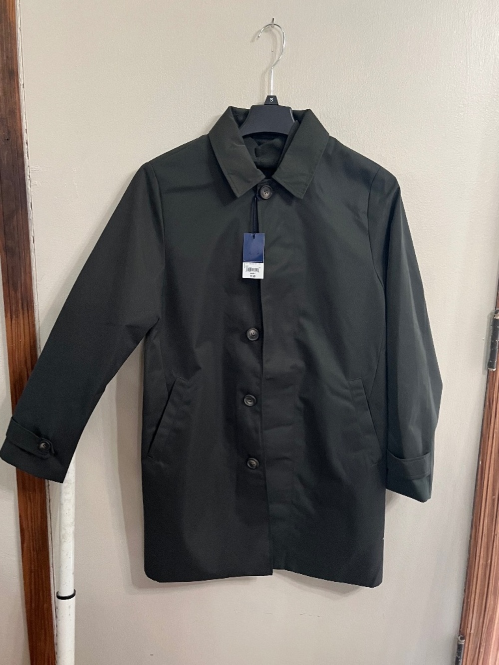 Stafford  Mens size small Deep Green Trench Coat with removable collar